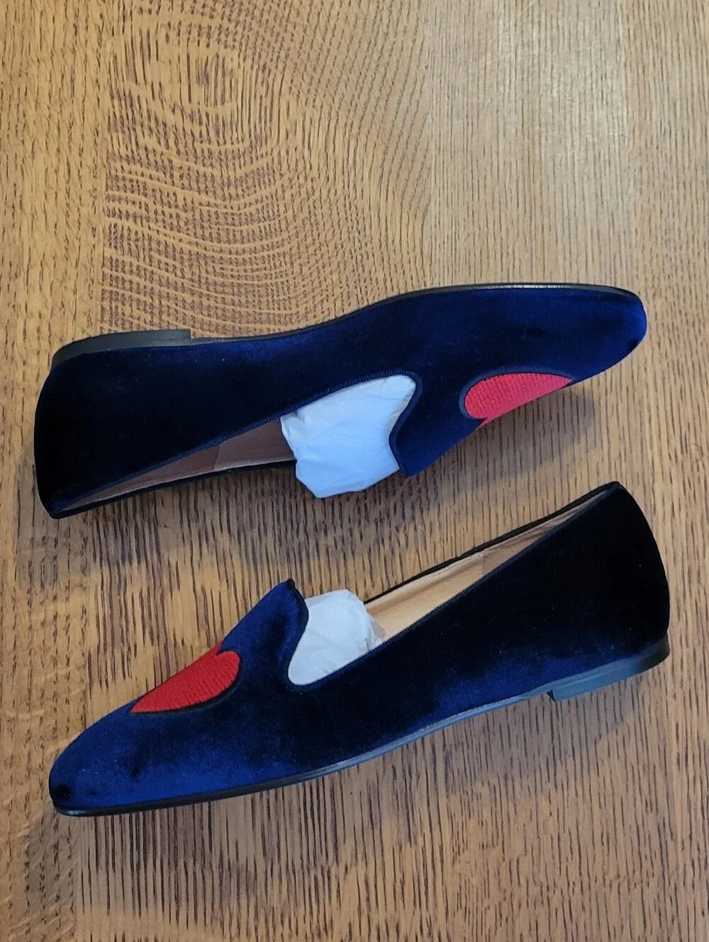 J. Crew Made-in-Italy Smoking Slippers - navy, red - Picture 9 of 13